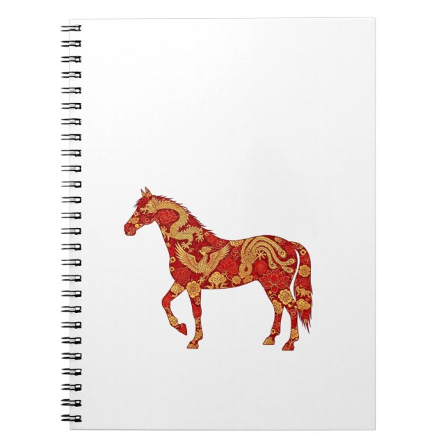 Caderno Espiral Chinese New Year Horse with Dragon Phoenix  (Frente)