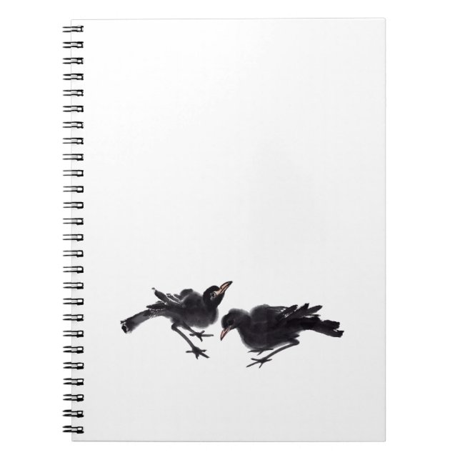 Caderno Espiral Chinesische Tuschekunst mit Vogelmotiv (Frente)