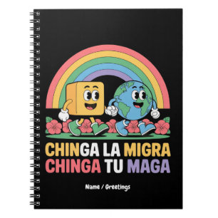 Caderno Espiral Chinga La Migra Chinga Tu Maga Funny Rainbow