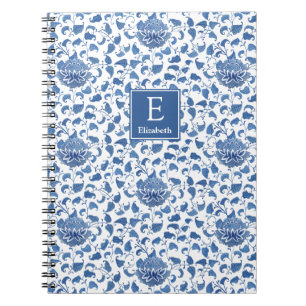 Caderno Espiral Chinoiserie Inteligente Azul E Branco
