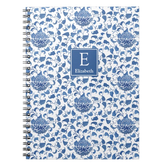 Caderno Espiral Chinoiserie Inteligente Azul E Branco (Frente)