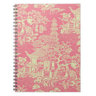 Caderno Espiral Chinoiserie Rosa
