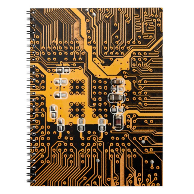 Caderno Espiral chip de ilustração de textura de microesquema,micr (Frente)