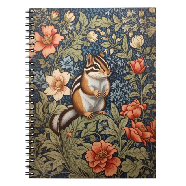 Caderno Espiral Chipmunk Bonito William Morris Inspirou Floral (Frente)