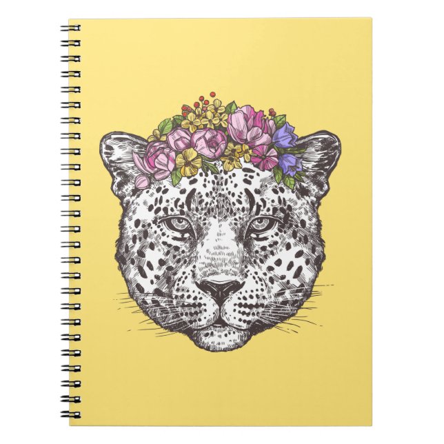 Caderno Espiral Chique do Hippie do leopardo (Frente)