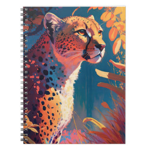 Caderno Espiral Chita Retrato Animal Pintura de Vida Selvagem ao a