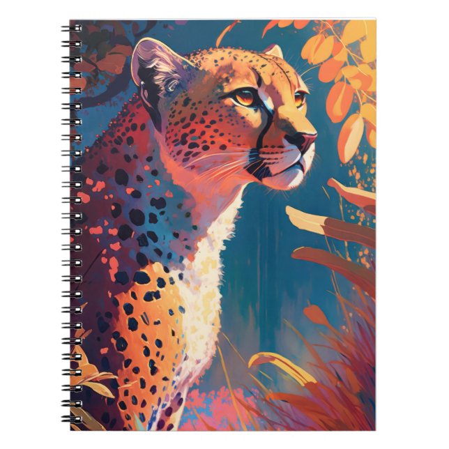 Caderno Espiral Chita Retrato Animal Pintura de Vida Selvagem ao a (Frente)