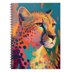 Caderno Espiral Chita Retrato Animal Pintura de Vida Selvagem ao a