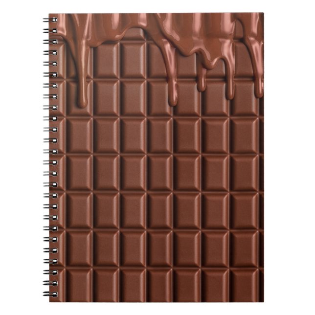 Caderno Espiral Chocolate derretido pingando sobre um bloco de cho (Frente)