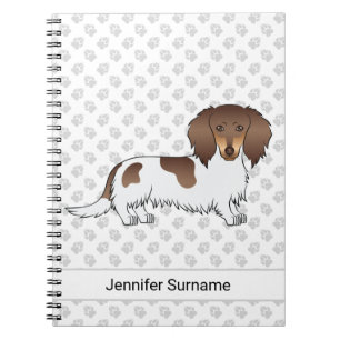 Caderno Espiral Chocolate & Tan Piebald Longa Dachshund & Text