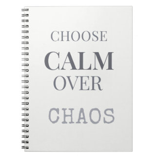 Caderno Espiral Choose Calm Over Chaos Minimalist Quote Typography