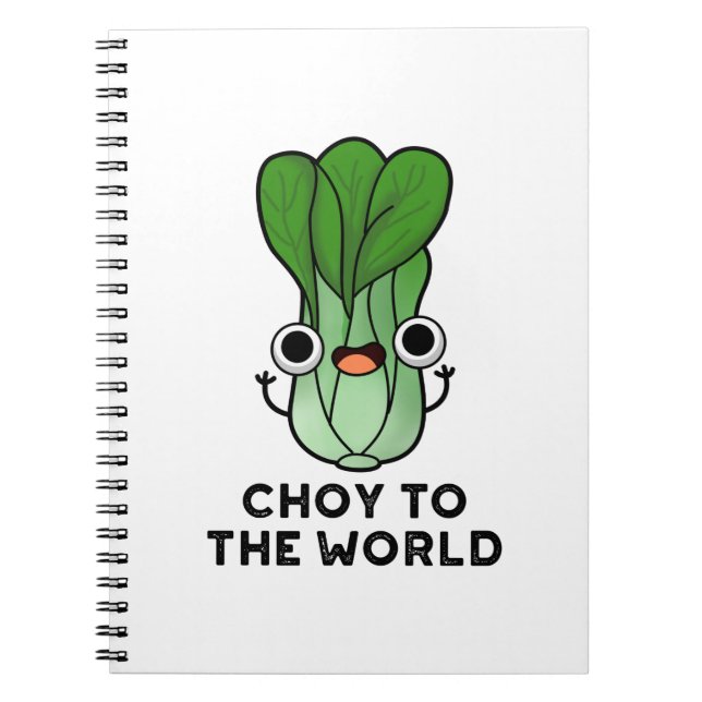 Caderno Espiral Choy Para o Mundo Piada de Bok Choy Engraçada (Frente)