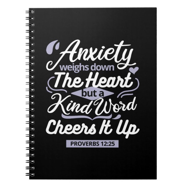 Caderno Espiral Christian Encouragement Quote – Anxiety & Kindness (Frente)