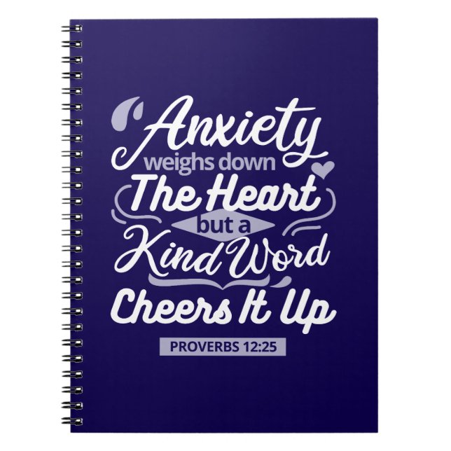 Caderno Espiral Christian Encouragement Quote – Anxiety & Kindness (Frente)
