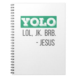 Caderno Espiral Christian Gift YOLO LOL JK BRB Jesus Gift