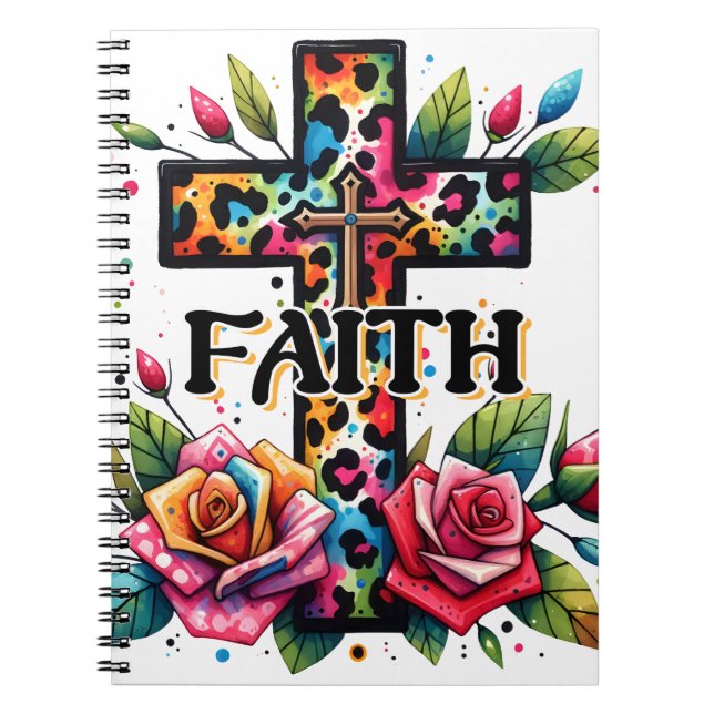 Caderno Espiral Christian Rainbow Faith Cross (Frente)