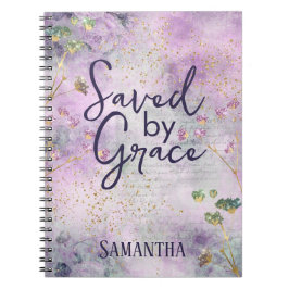Caderno Espiral Christian Saved by Grace Glam Chic Girly Glitter