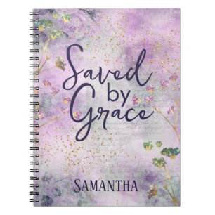 Caderno Espiral Christian Saved by Grace Glam Chic Girly Glitter