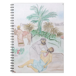Caderno Espiral Christian Trabalho de arte O bom samaritano