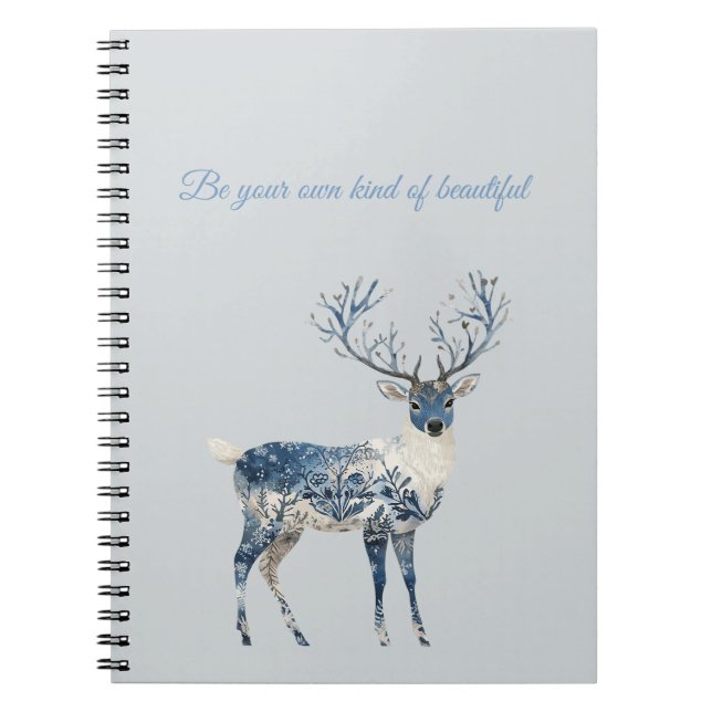 Caderno Espiral Christmas Blue White Chic Deer (Frente)