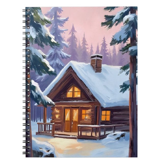 Caderno Espiral Christmas Cabin | Forest Winter Snow (Frente)