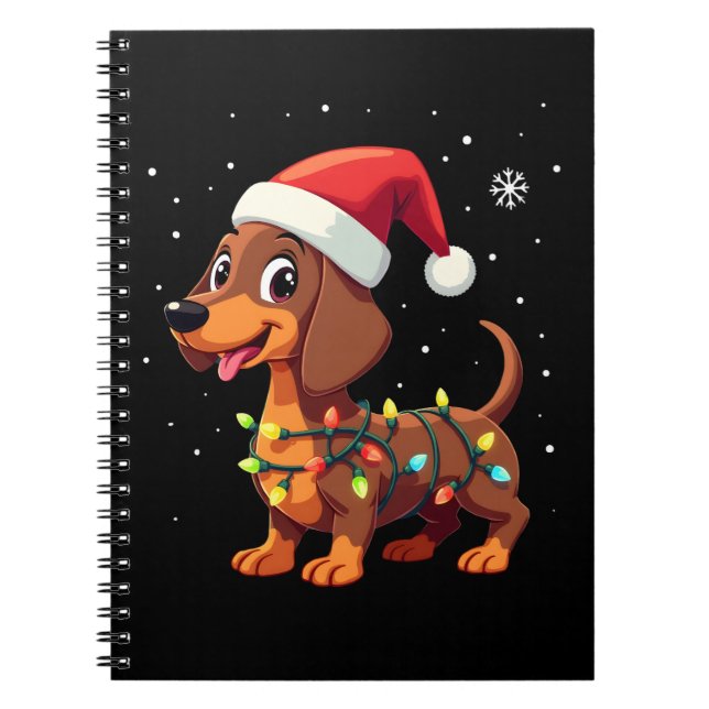 Caderno Espiral Christmas Dog Dachshund Santa Xmas Wiener 3 (Frente)