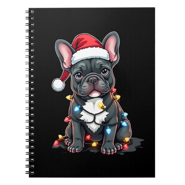 Caderno Espiral Christmas Dog French Bulldog Xmas Frenchie 3 (Frente)