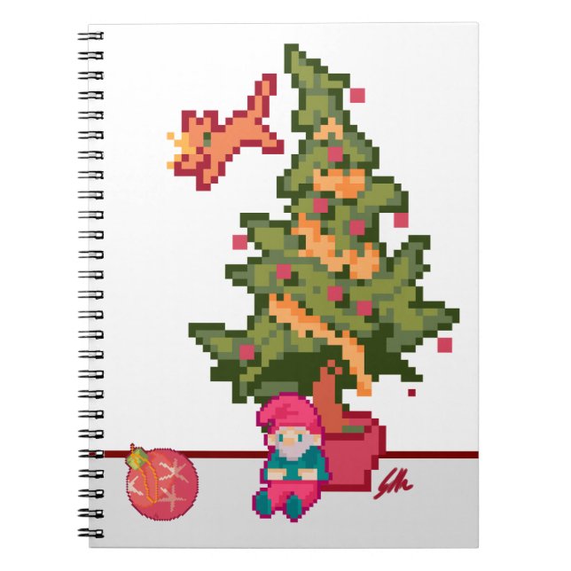 Caderno Espiral Christmas gnoom tree Pixelart, Pixel Art  (Frente)