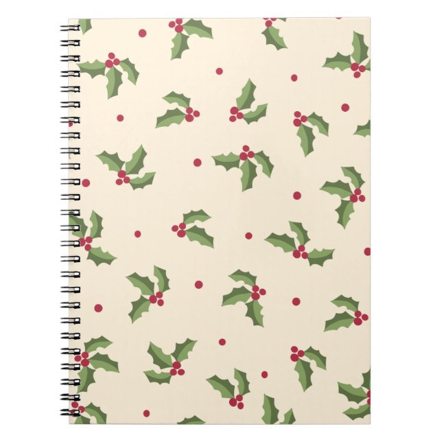 Caderno Espiral Christmas Holly Print Spiral Photo Notebook (Frente)
