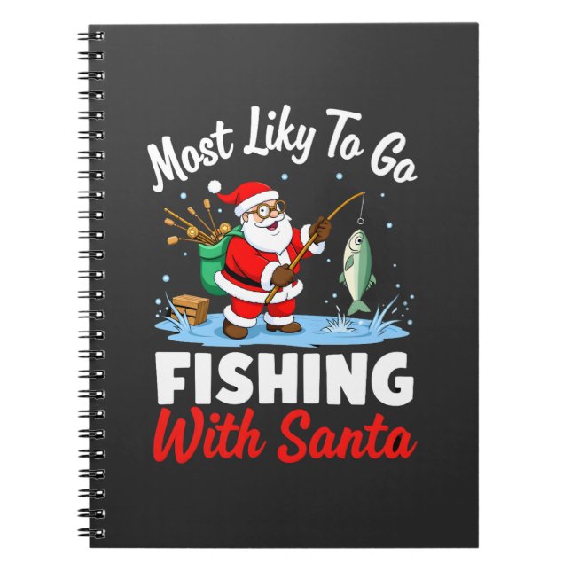 Caderno Espiral Christmas Merry Christmas For Gift Fishing Santa ( (Frente)