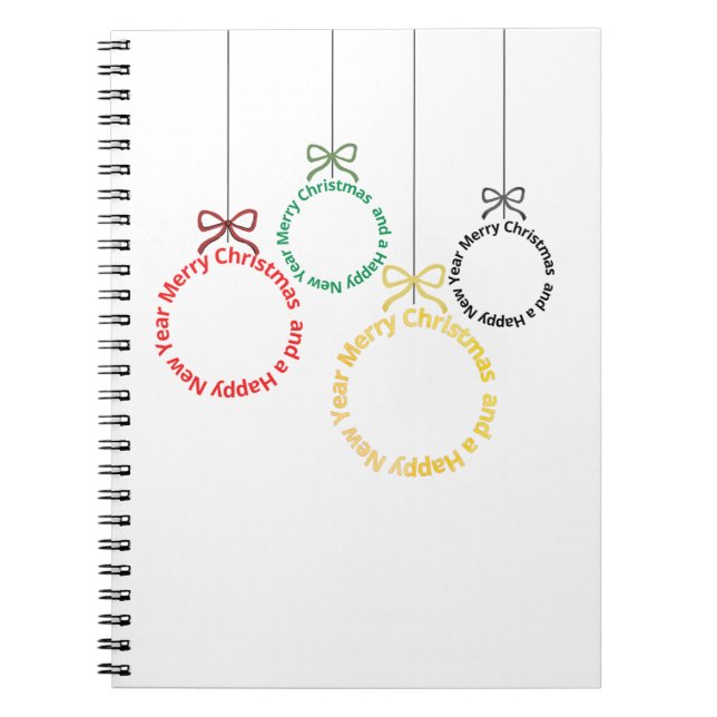 Caderno Espiral Christmas Ornaments Text Design (Frente)