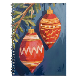Caderno Espiral Christmas Ornaments Watercolor Holiday