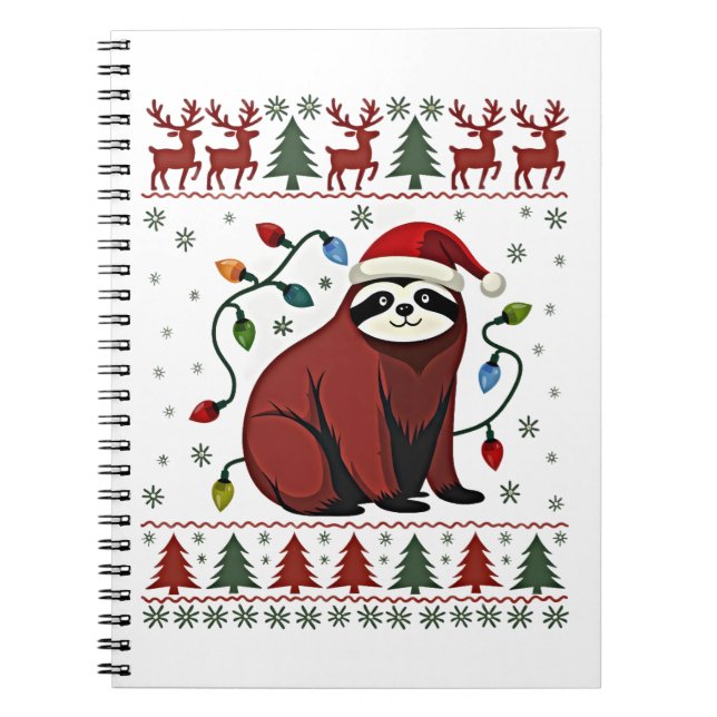 Caderno Espiral Christmas Shirt for Sloth Lover Gift Santa Buffalo (Frente)