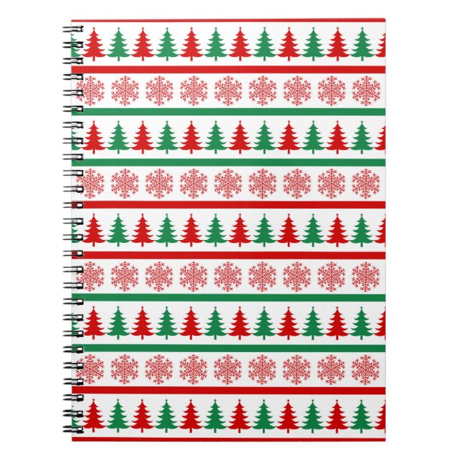 Caderno Espiral Christmas Snowflakes Pattern Notebook Tree Journal (Frente)
