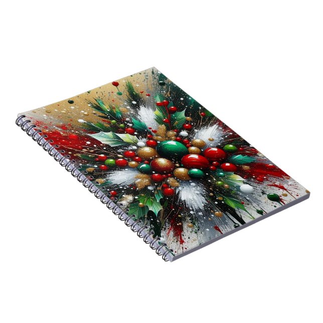 Caderno Espiral Christmas Splatter / White Bursts Spiral Notebook (Lado Direito)