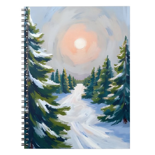 Caderno Espiral Christmas Tree Farm Watercolor Holiday (Frente)