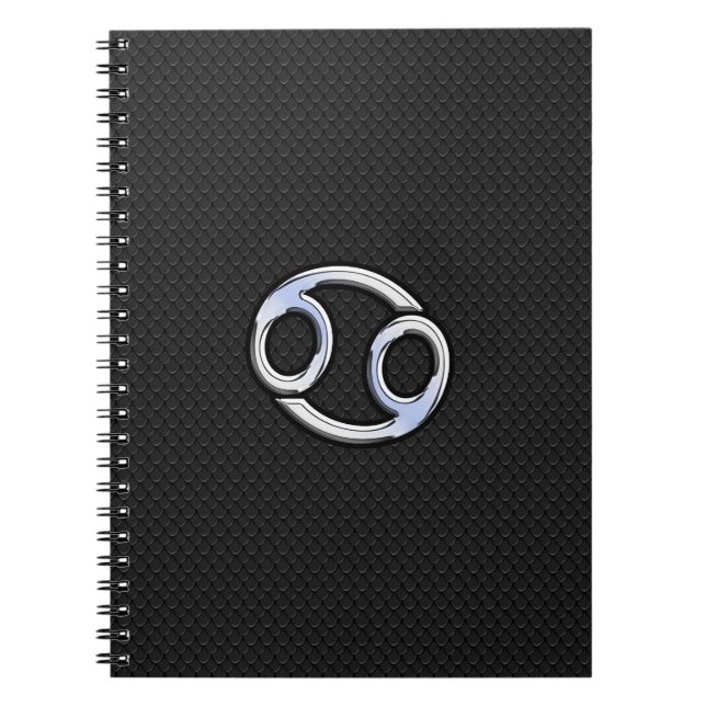Caderno Espiral Chrome Like Cancer Sinal Zodiac em Preto (Frente)