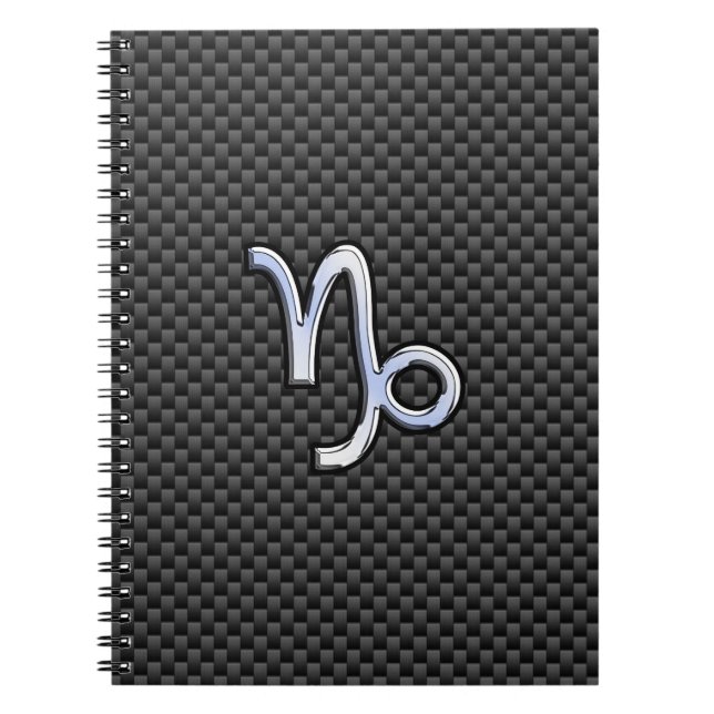 Caderno Espiral Chrome like Capricorn Zodiac Sign on Carbon Fiber (Frente)