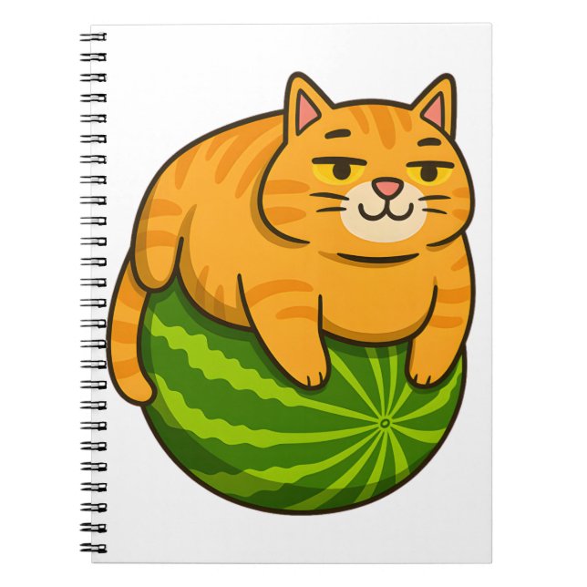 Caderno Espiral Chubby Cat na Camisa Memória de Melancia (Frente)