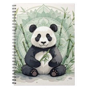 Caderno Espiral Chubby panda sentada em lótus