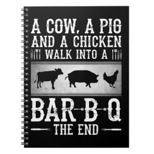 Caderno Espiral Churrasco Uma Vaca Um Porco E Uma Galinha Entram