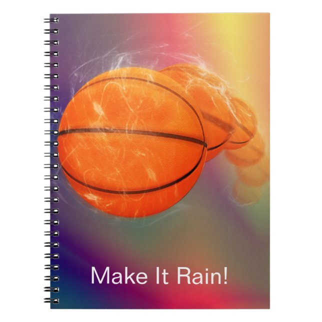 Caderno Espiral Chuva de basquete personalizável (Frente)