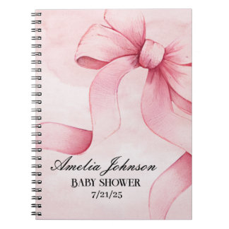 Caderno Espiral Chuva de Bebê Menina Fita Rosa Blush Coquette