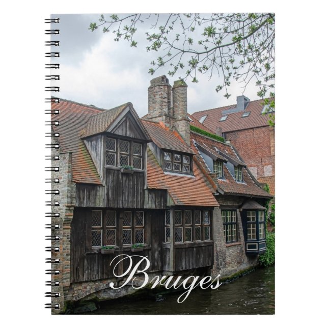 Caderno Espiral Cidade antiga de Bruges na Bélgica (Frente)