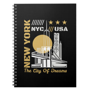 Caderno Espiral Cidade de Nova York EUA Paisagem Urbana Gráfica de