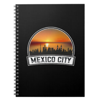 Caderno Espiral Cidade do México CDMX Vintage Sunset Skyline