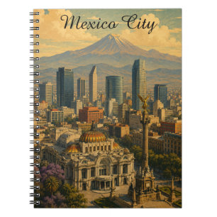 Caderno Espiral Cidade do México Vintage CDMX Viagem Retro