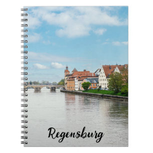 Caderno Espiral Cidade histórica de Regensburg, Alemanha