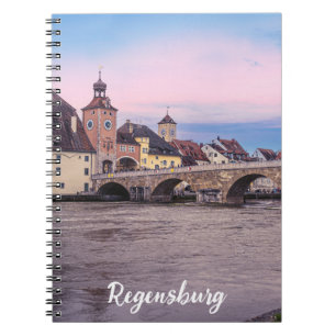 Caderno Espiral Cidade histórica de Regensburg, Alemanha