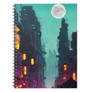 Caderno Espiral cidade neon